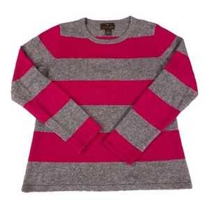 Fenn Wright Manson cashmere sweater, size large, pink and gray striped